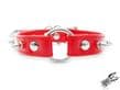 Red Faux Leather Studded O Ring Choker